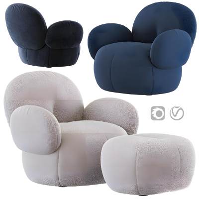 现代单人沙发 脚踏